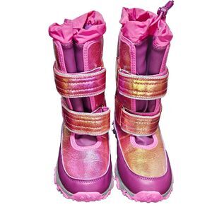 Lands' End Girls Snow Flurry Insulated Boots Pink Iridescent Size 3M Youth